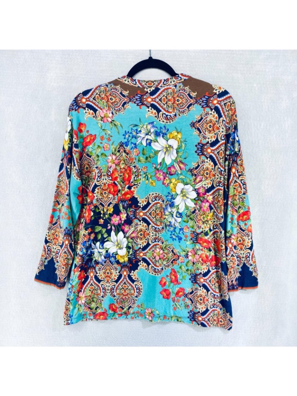 Johnny Was Top Womens S Bamboo Diamond Print Abstract Blouse Boho Art - Picture 6 of 11